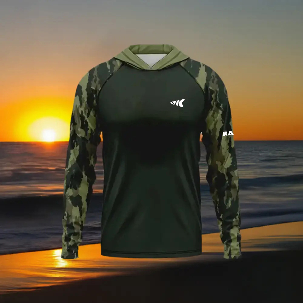Fishing Shirt Uv Protection - قميص صيد بغطاء للرأس للحماية من
