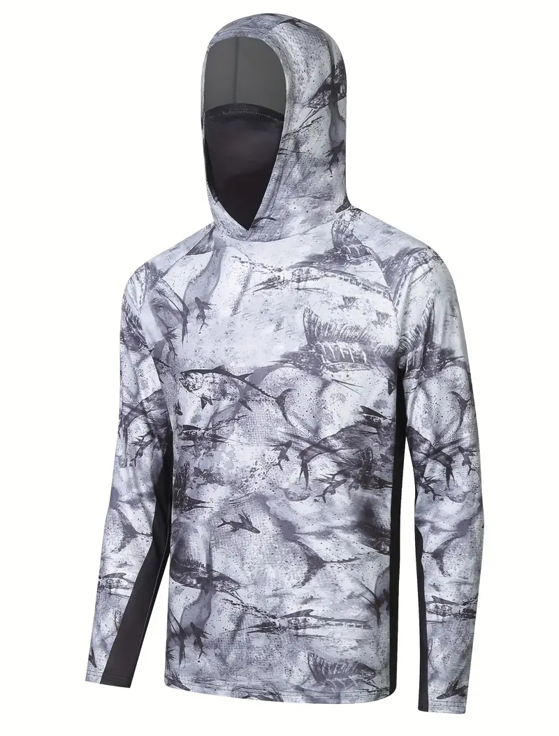 قميص رجالي طويل الأكمام بغطاء  - مراجعة Fishing Hoodie وسعره